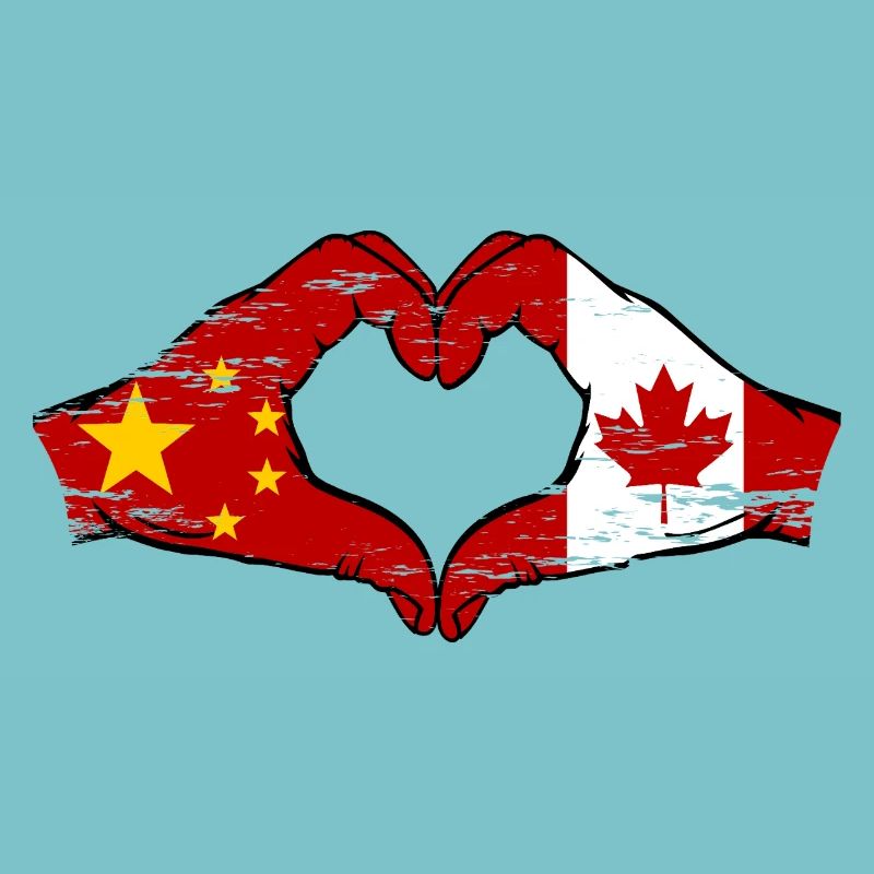 Chine Canada drapeau mains forme de coeur utilisé
