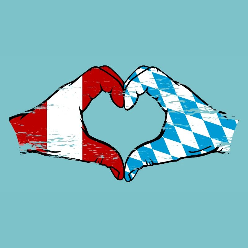 Pérou Bavière drapeau mains forme de coeur utilisé