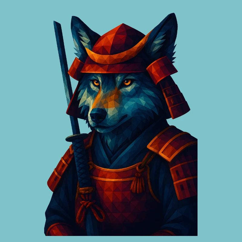 WPAP Stil Tier - Samurai Wolf altertümlich Rüstung