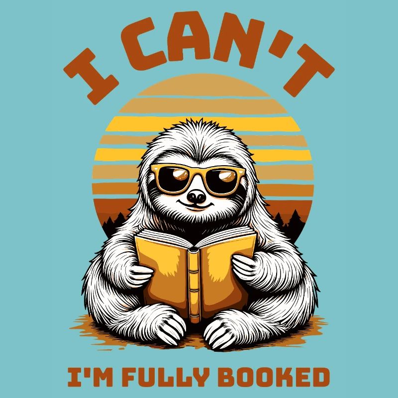 Sloth Book Reading Saying Funny Retro