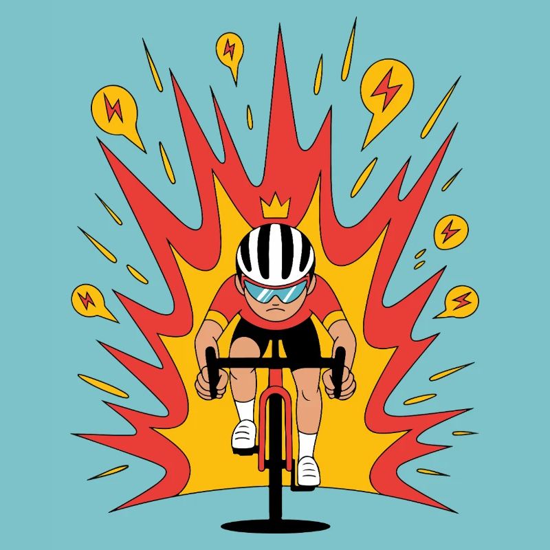 Angriffsmodus Radfahrer Krone Karikatur