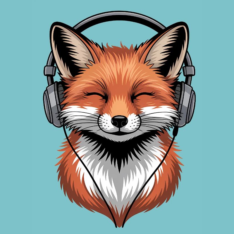 Fuchs mit Kopfhörern