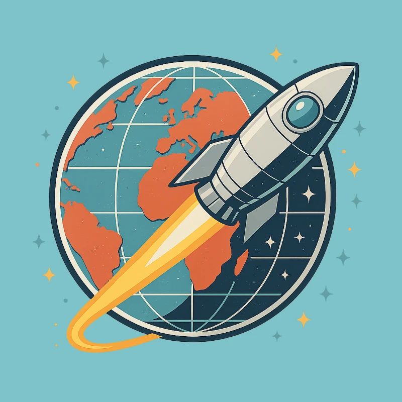 Rocket launch over globe