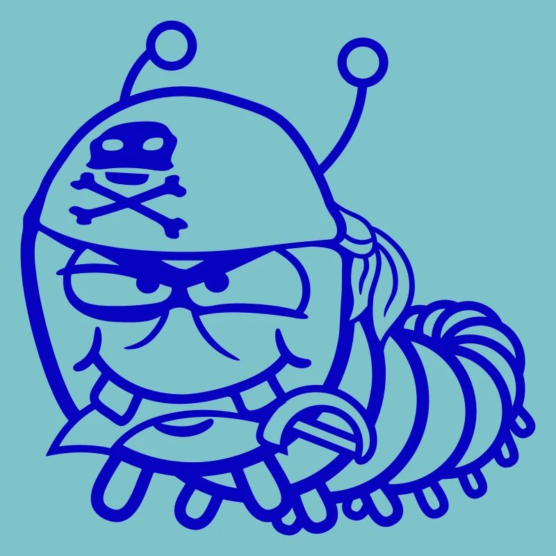 Caterpillar Evil Pirate Sailor Hat Funny Cute Comic