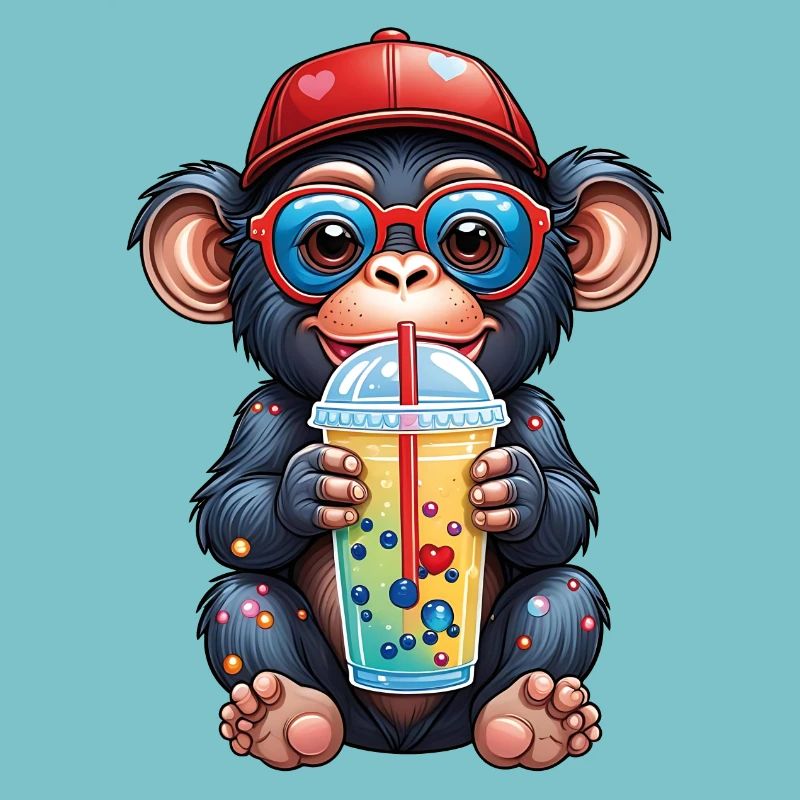 Petit singe chimpanzé à la limonade