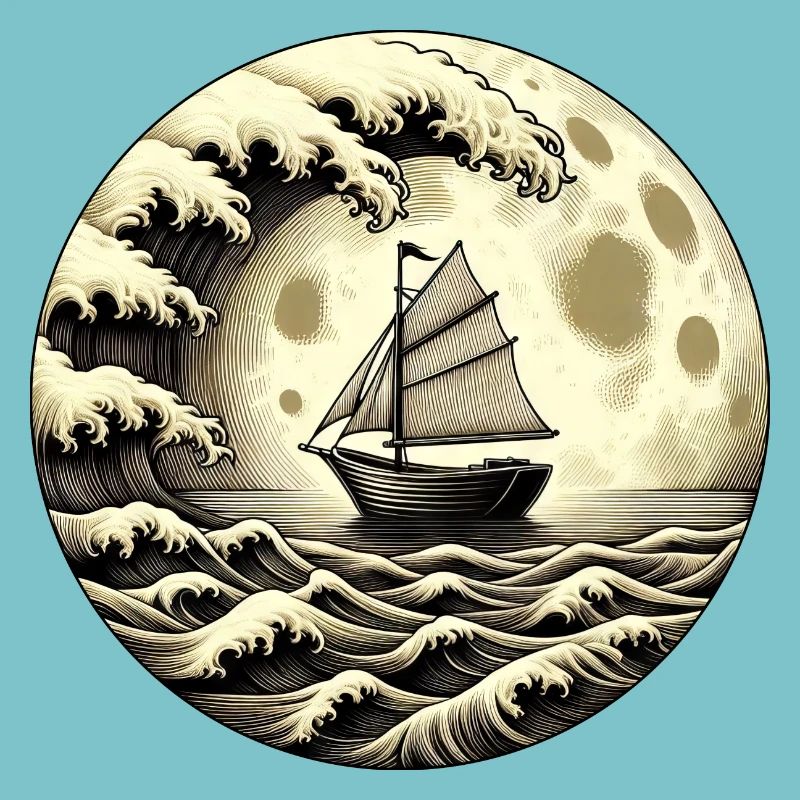 Vintage Sailboat Single Master Tsunami Storm