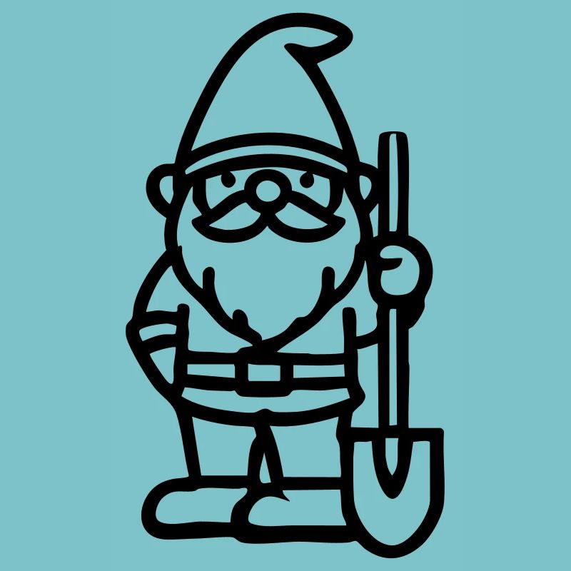 Garden gnome dwarf with shovel
