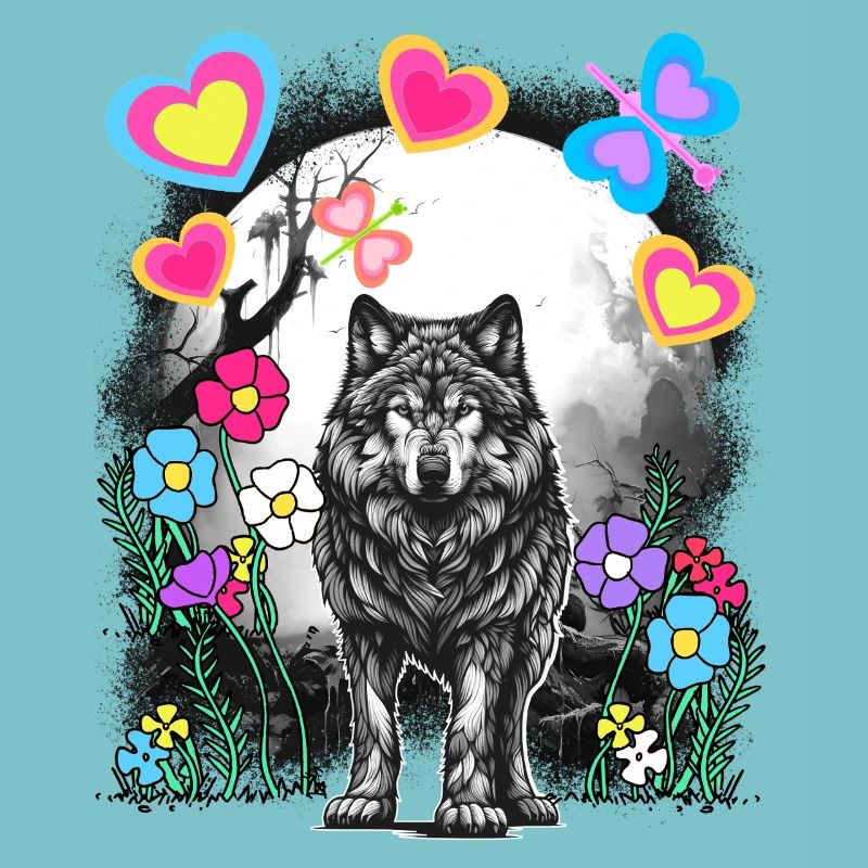 Retro Wolf Wölfe Märchen Märchenfigur Vintage