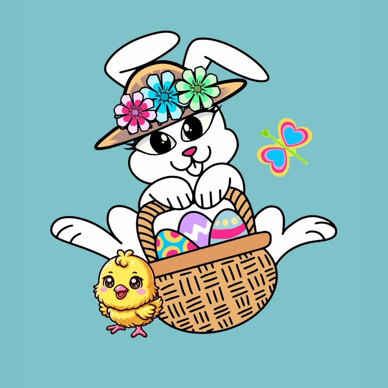 Retro Ostern Osterhase Ostereier Küken Kinder