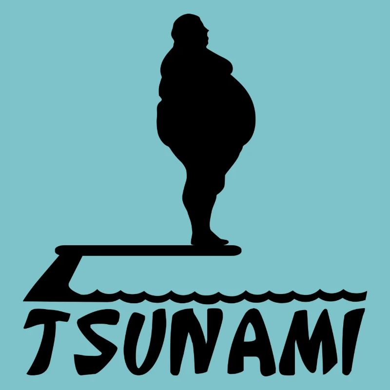 Fat man tsunami silhouette fat fat man