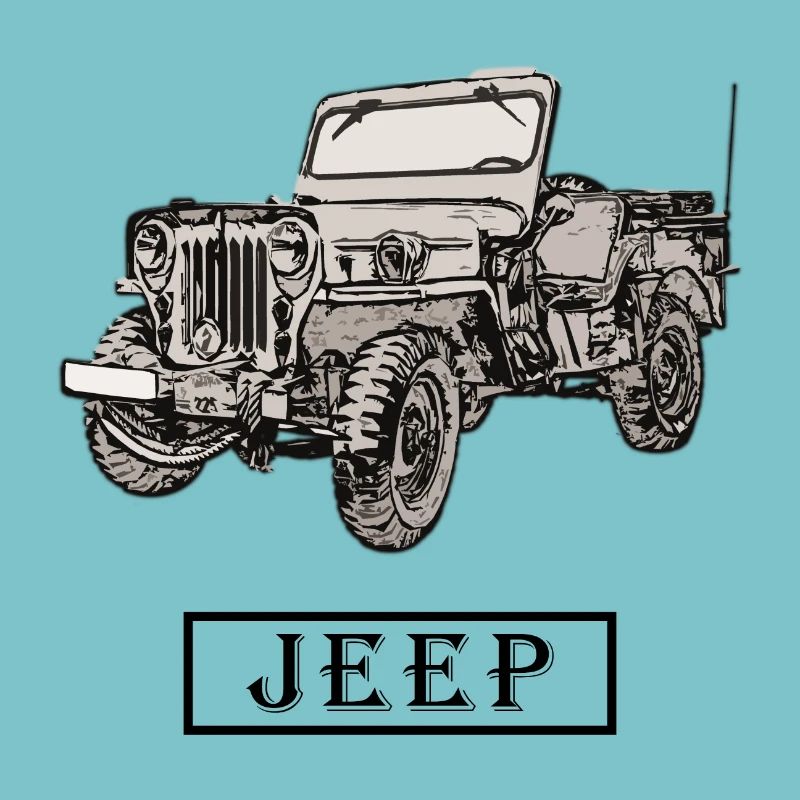 Willys Jeep drawing with lettering