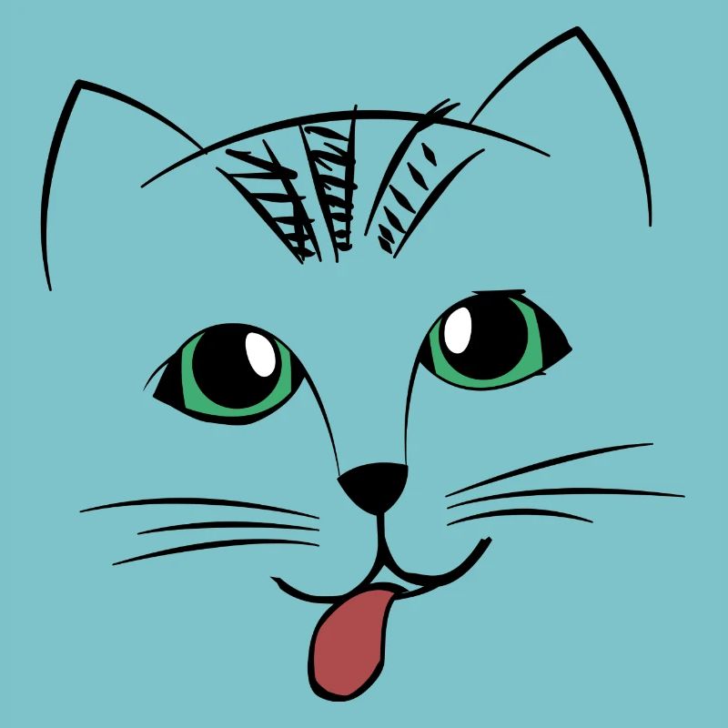 Visage de chat doux avec la langue