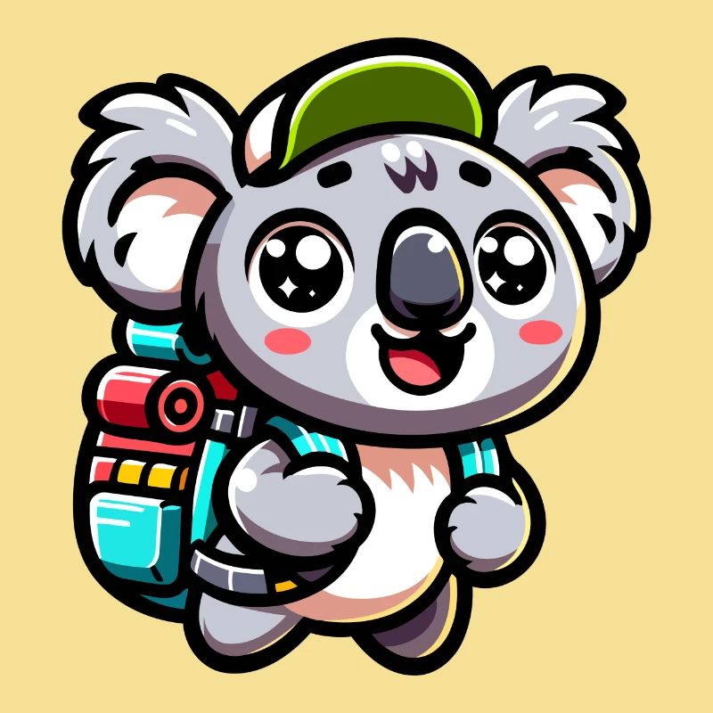 Adventurous Koala Backpacker Illustration