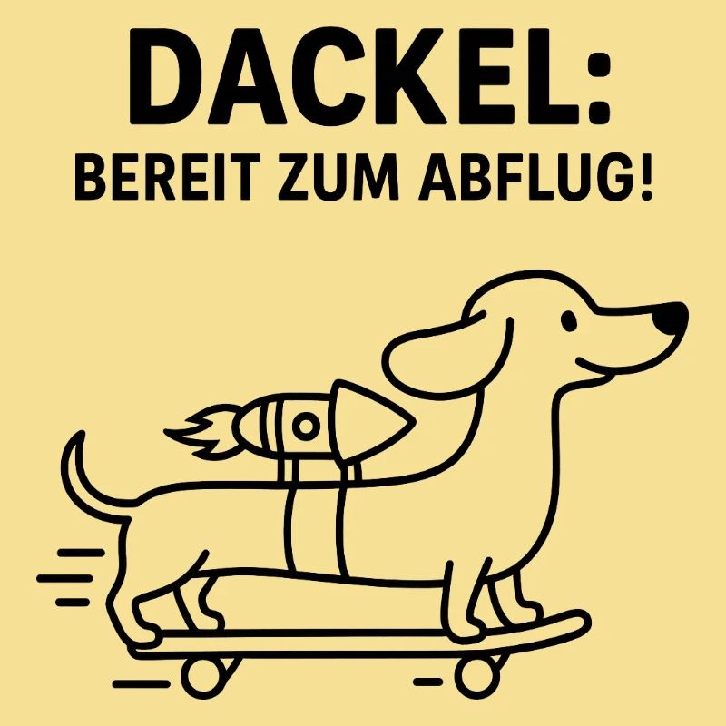 Dackel Dachshund Skateboard Rakete Line Art