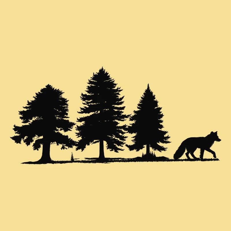 Forest Path Fox Silhouette