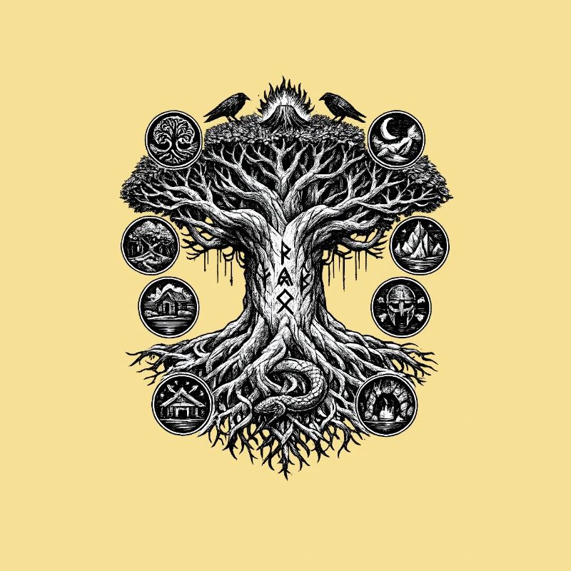 Yggdrasil-Lebensbaum-Wikinger-Design