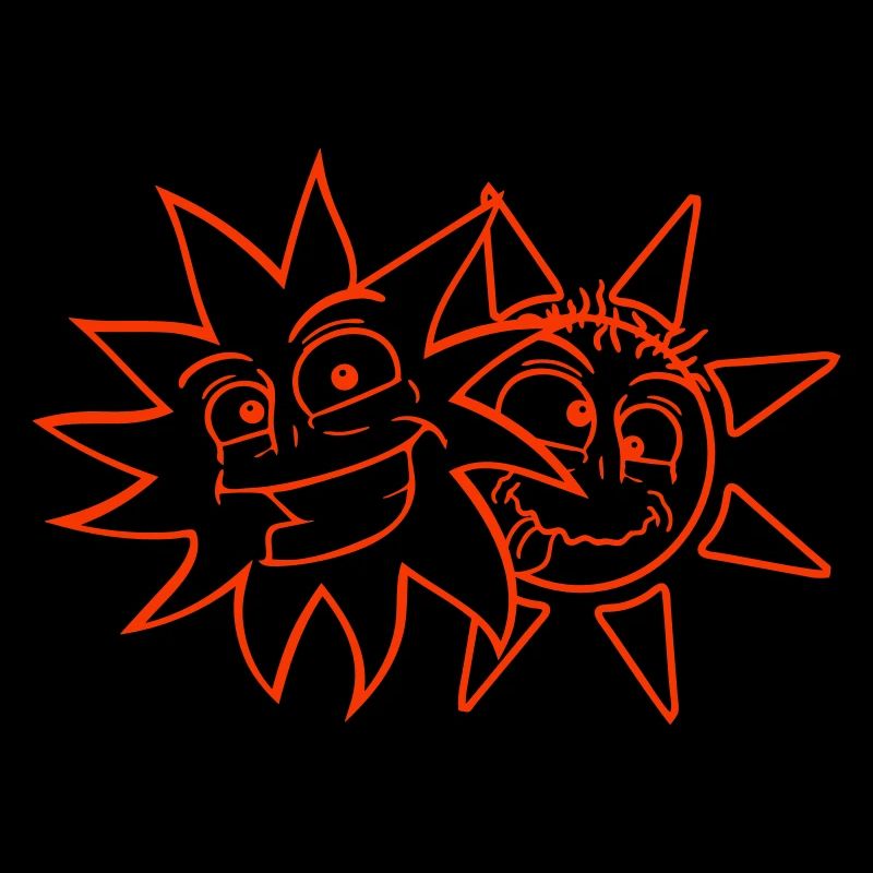 2 Suns Funny Faces Laughing Comic Cartoon
