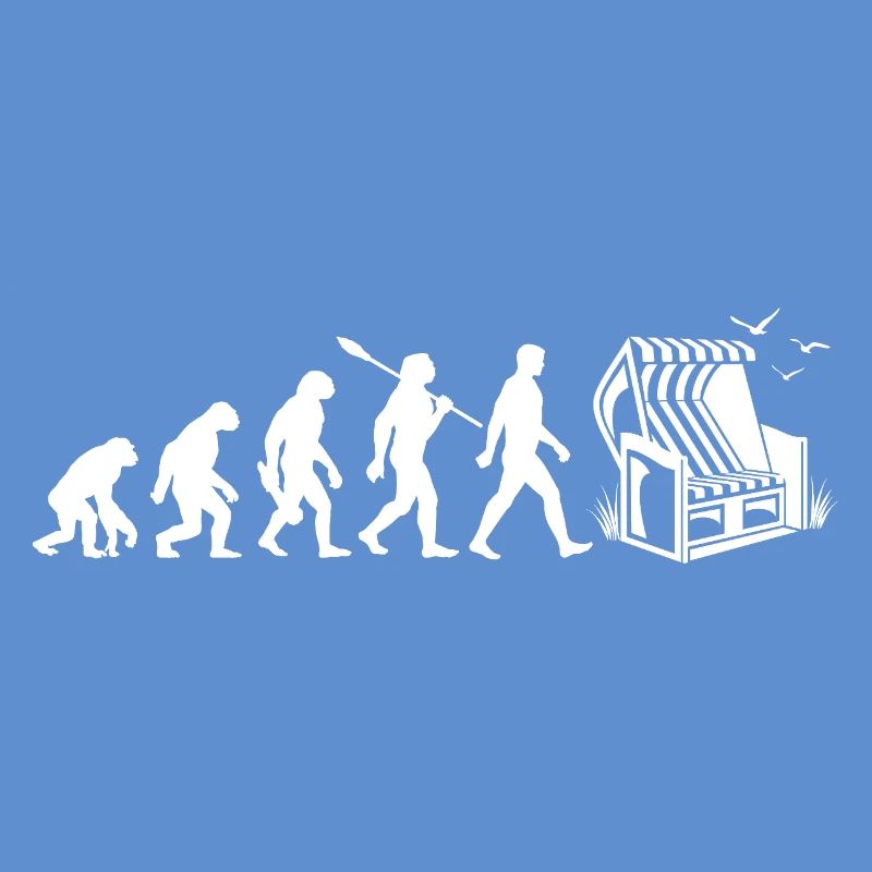 Evolution - Strandkorb - Urlaub - Meer - Möwen