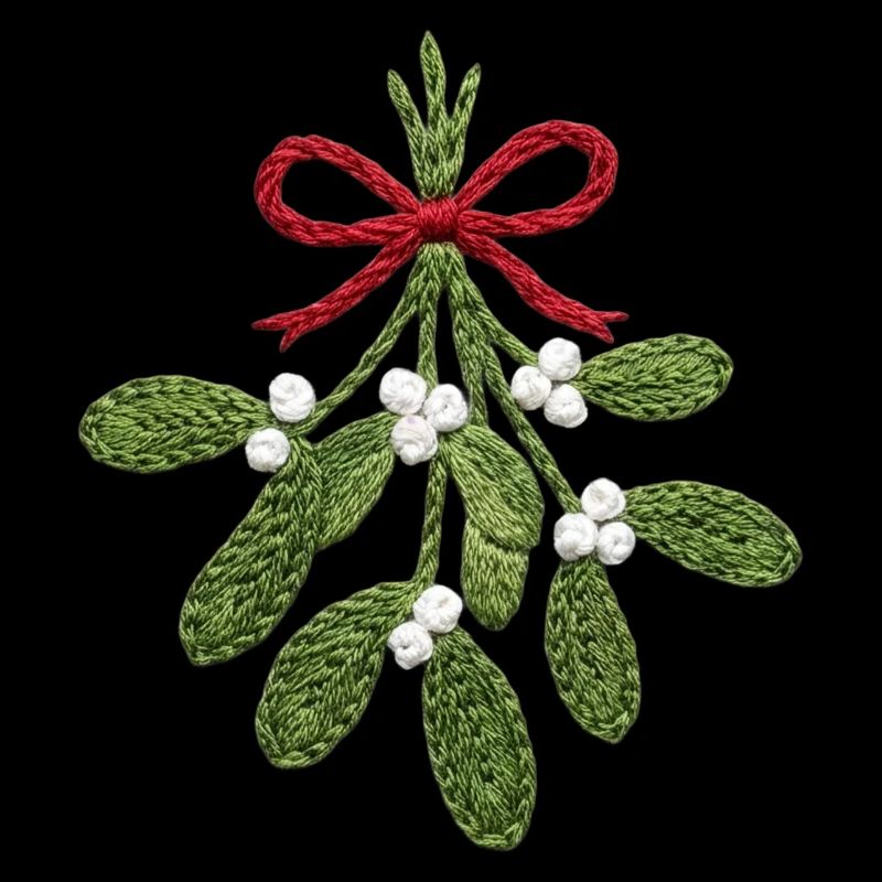 Gui brodé – Noël romantique (imprimé)