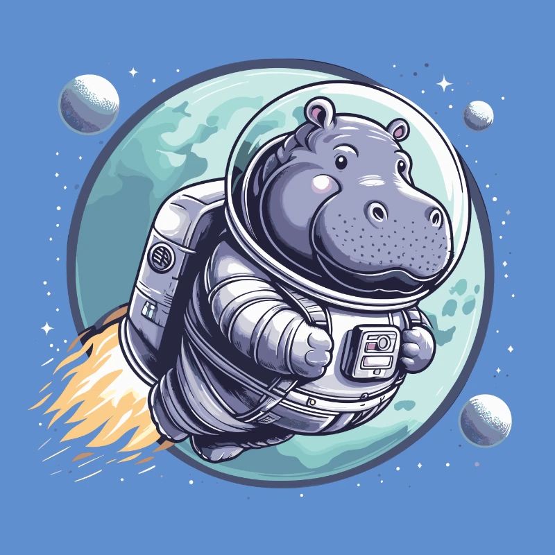 Hippopotame astronaute spatial