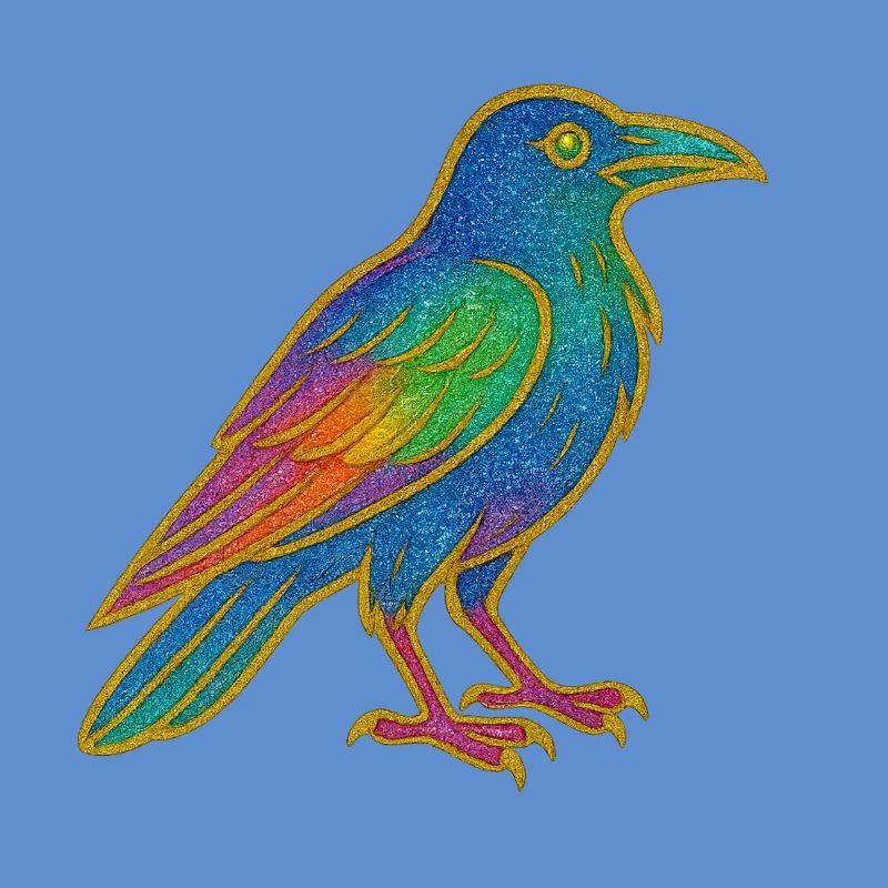 Conception de patch de corbeau arc-en-ciel