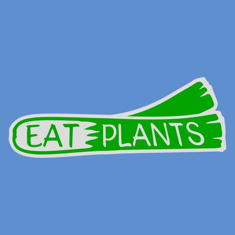 Eat Plants Funny Vegan Vegetarian Statement Logo