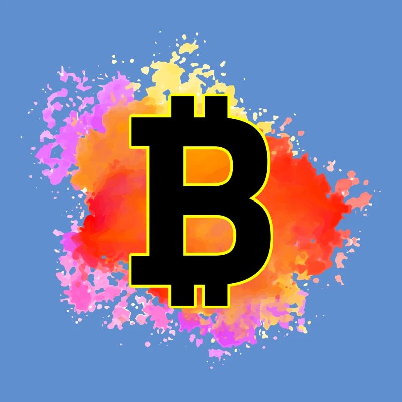 Buntes Bitcoin Design – Krypto Splash Art