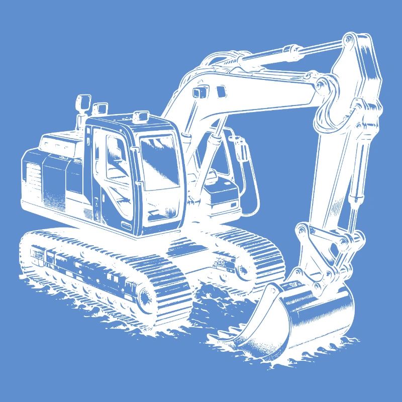 Technik trifft auf Kraft Muskelprotz Bagger
