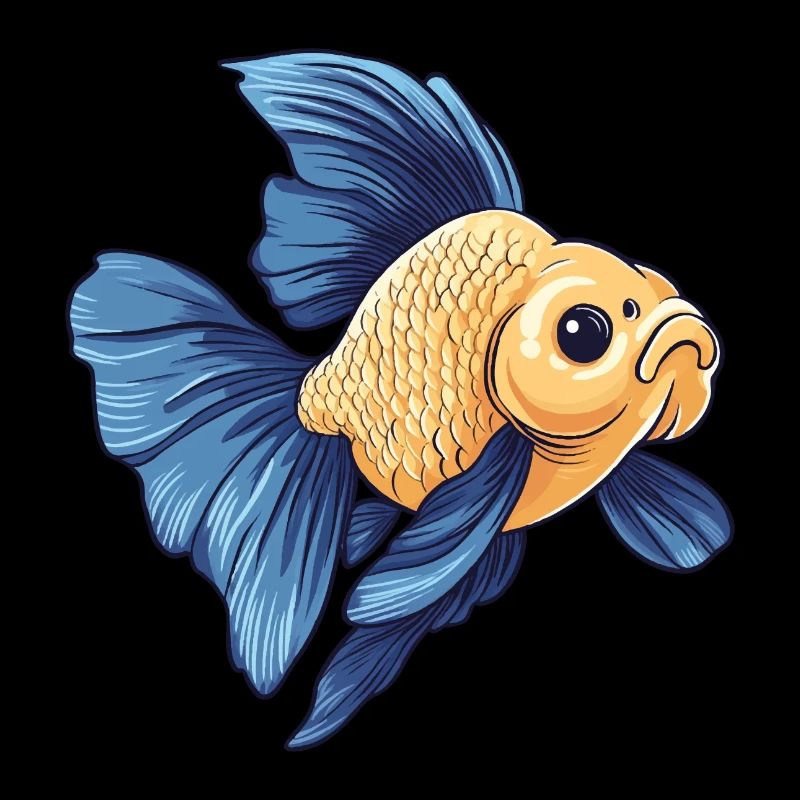 Fancy Blue Yellow Veiltail Goldfish