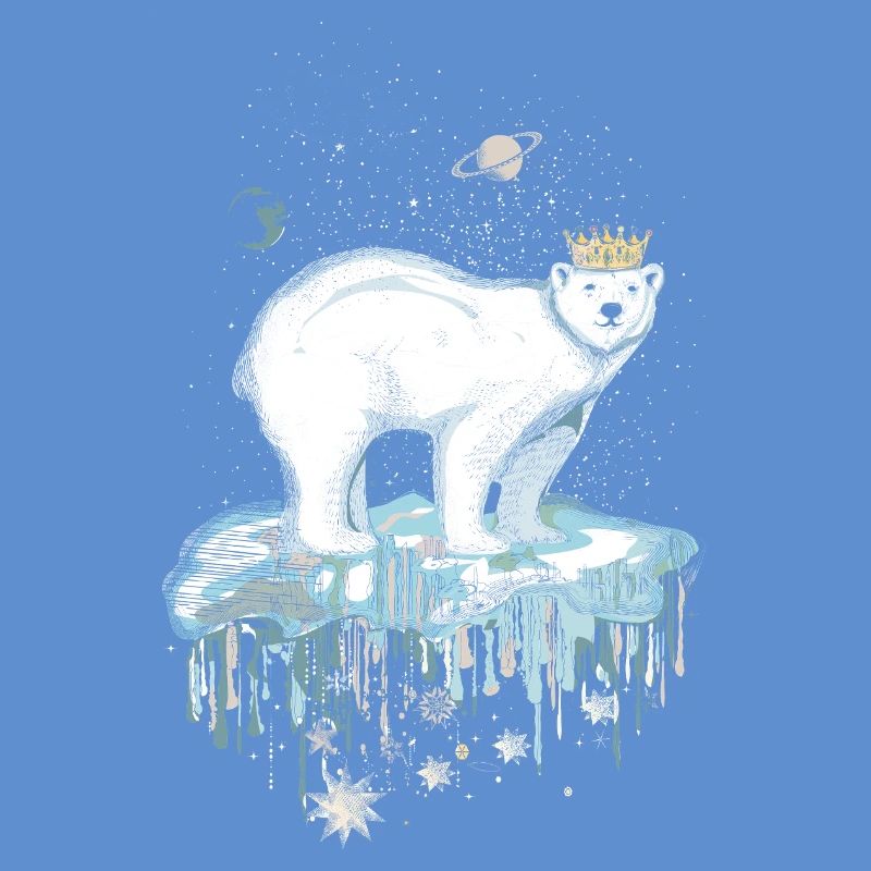 Majestätischer Eisbär mit Krone auf Eisscholle