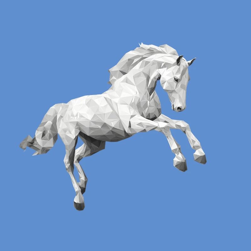 Weisses Pferd Schimmel Low Poly Logo Art Design