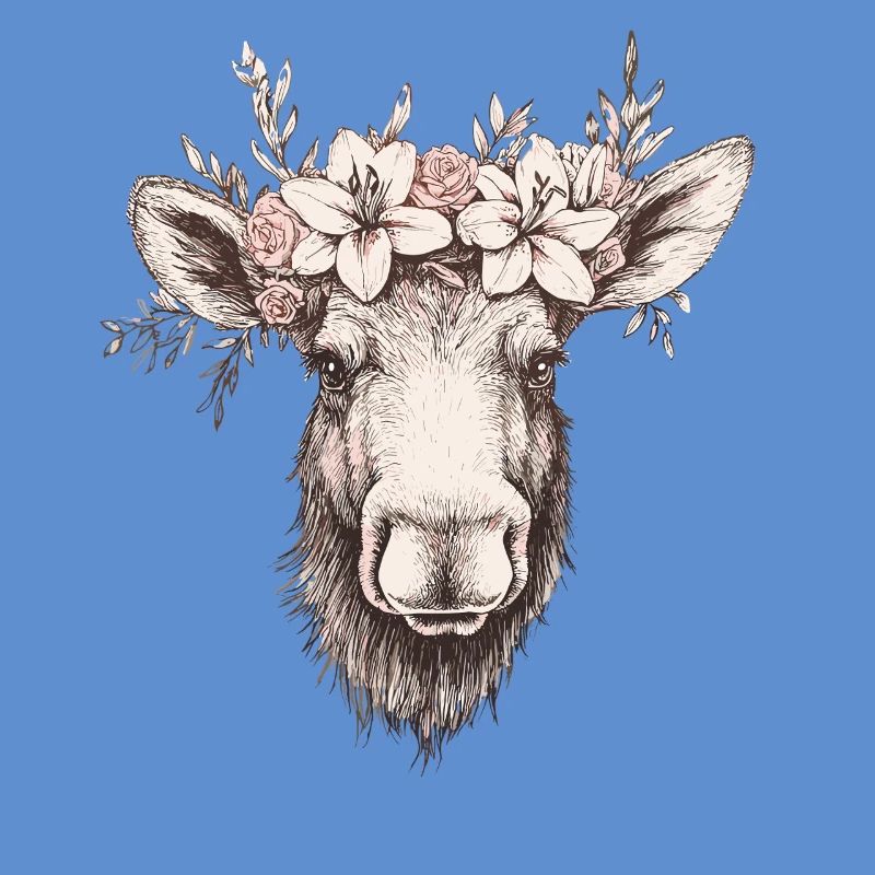 Moose with flower crown