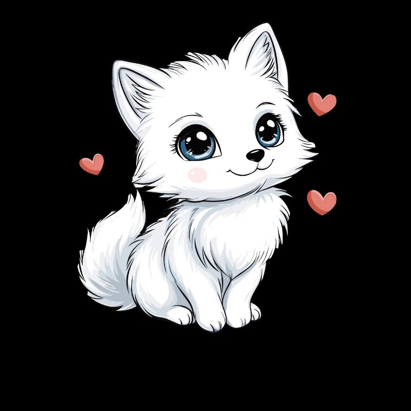 White Fox with Hearts