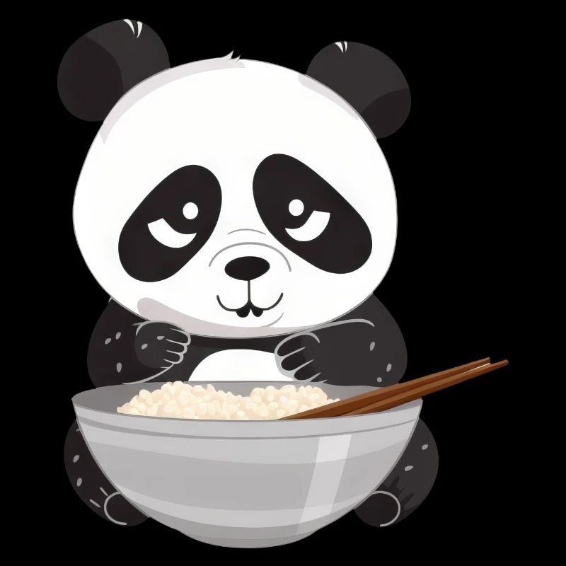 Panda mit Stäbchen und Reis, Asiatisches