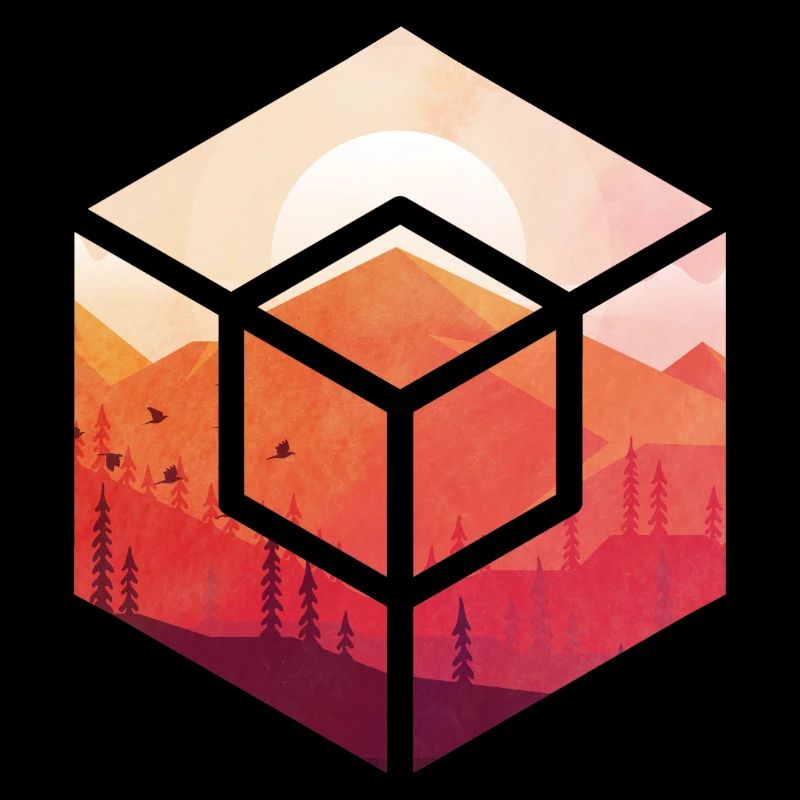 Coucher de soleil dans le cube