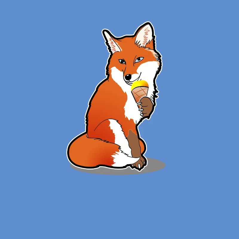 Fuchs mit Eis Comic Sommer Cartoon Geschenk