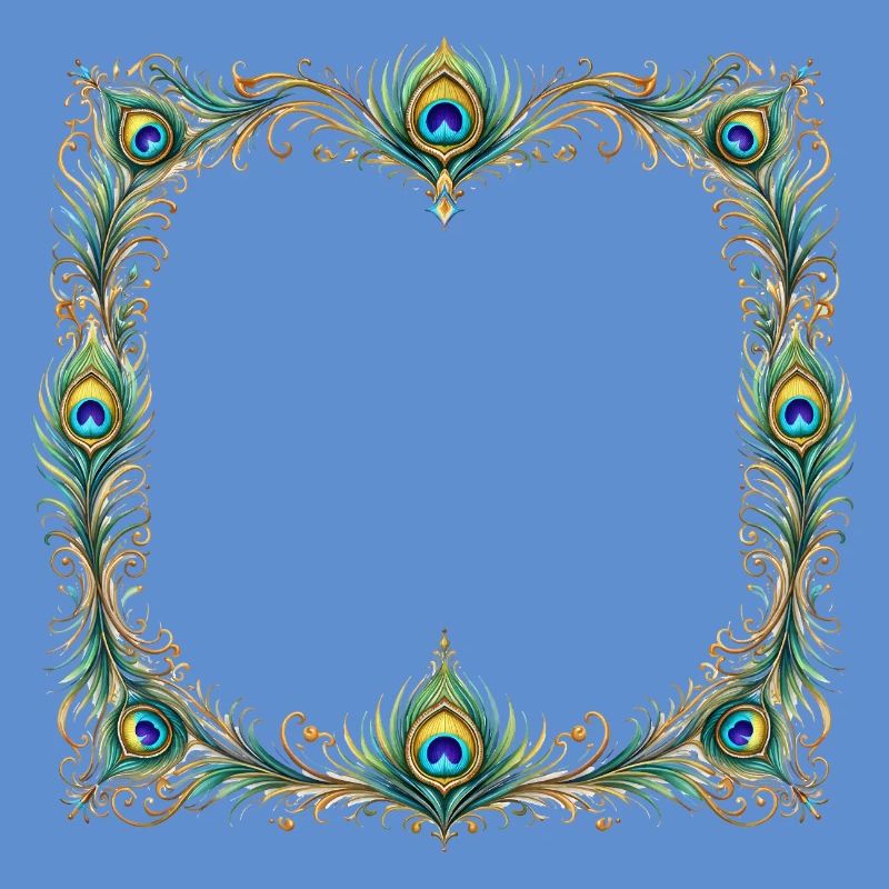 Peacock Feather Frame Ornament Boho Design