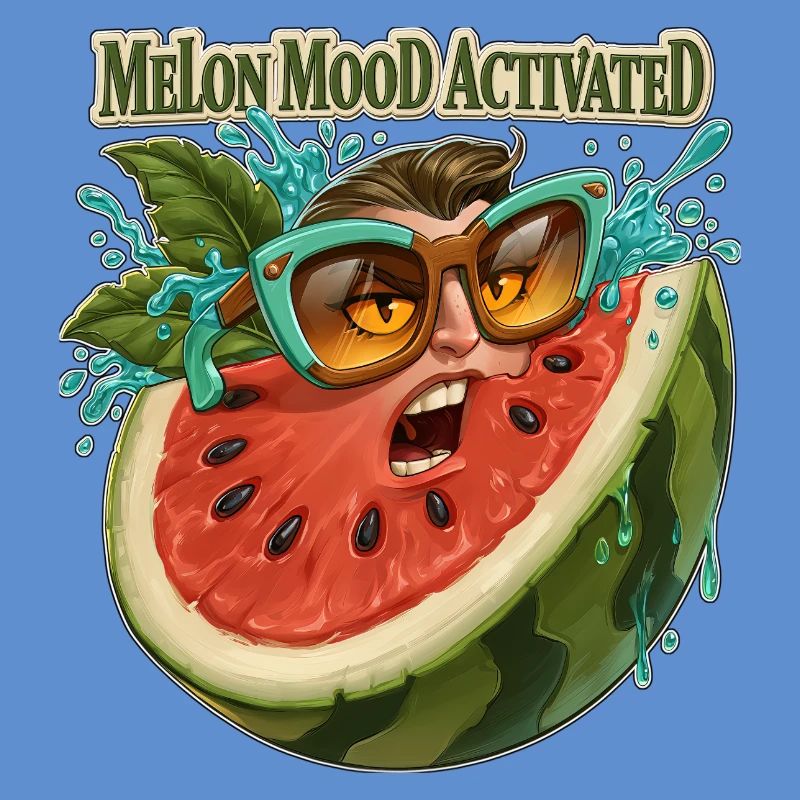 Visage drôle de pastèque activé par l’humeur de melon