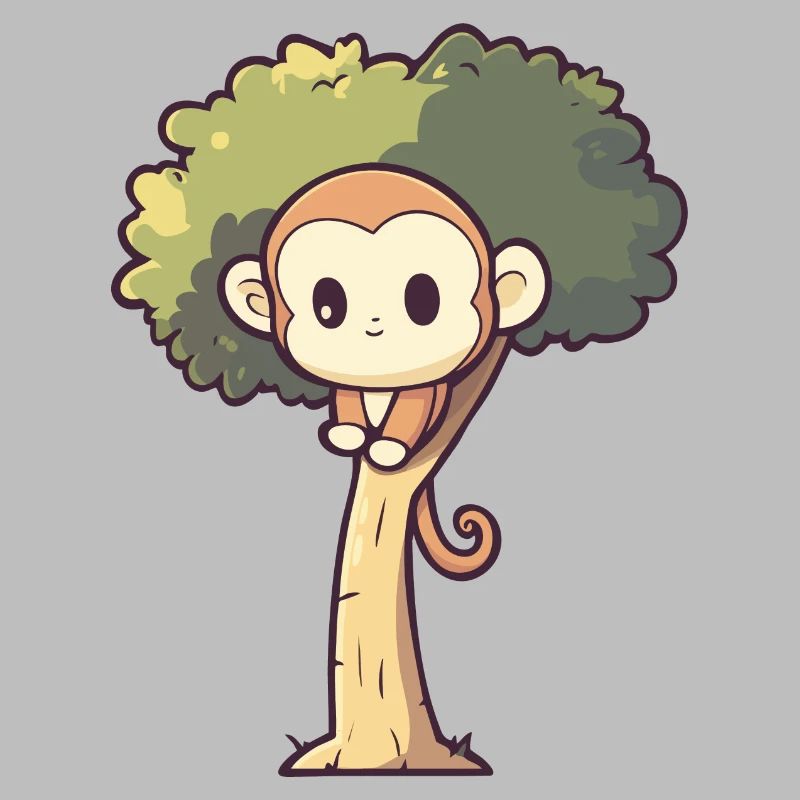 Süßes Äffchen sitz auf einem Baum