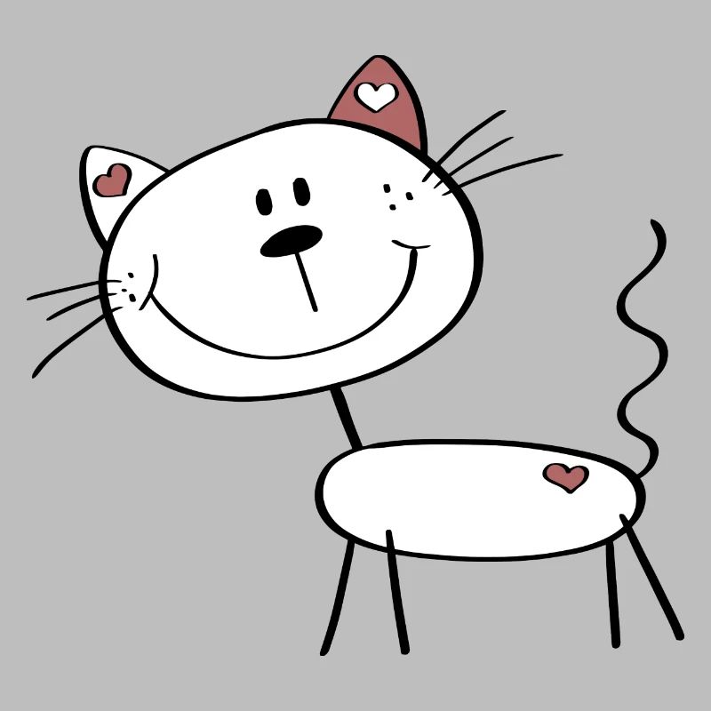 Kleine Katze mit Herzchen - Strichmännchen Comic