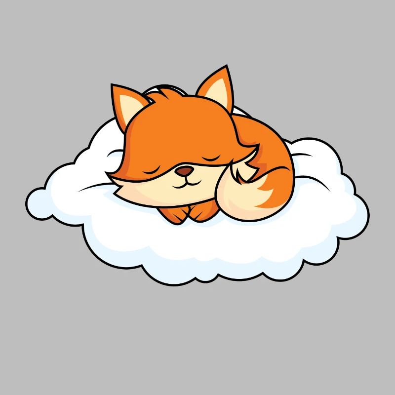 Little fox sleeping on cloud