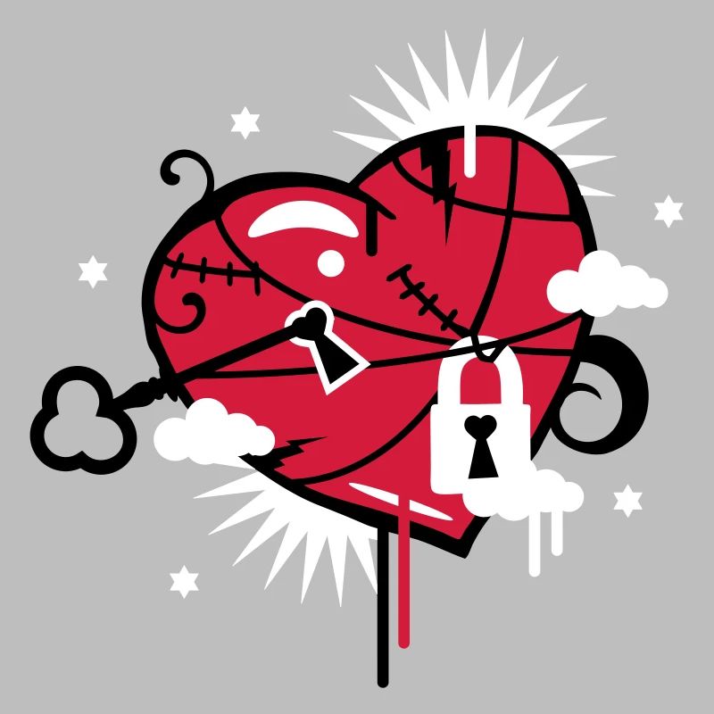 laced & repaired heart with keyhole