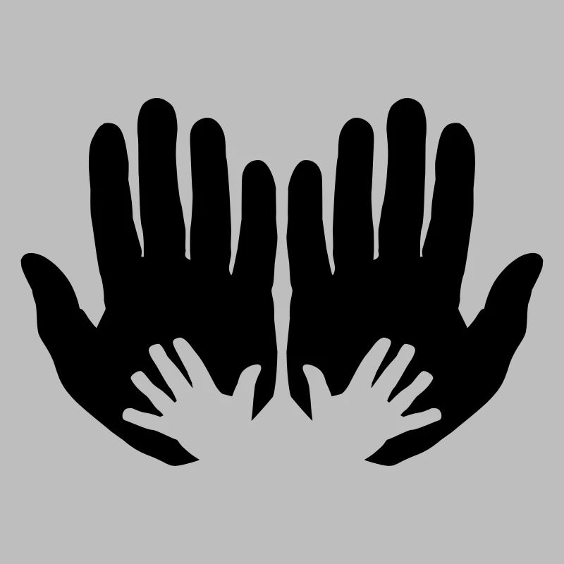 Open parents hands with children's hands