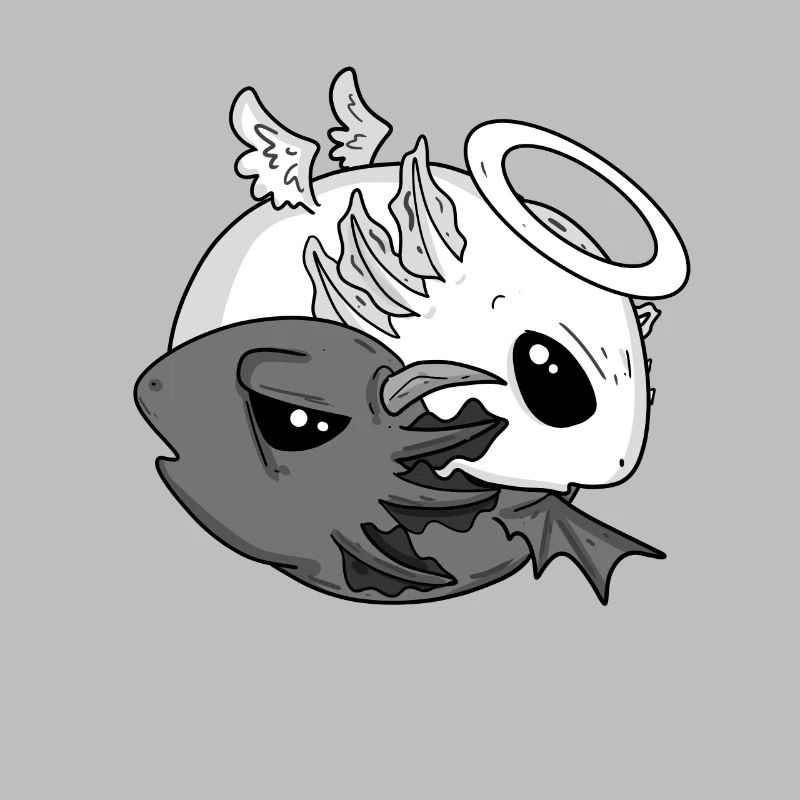 Yin Yang Axolotl Angel Devil