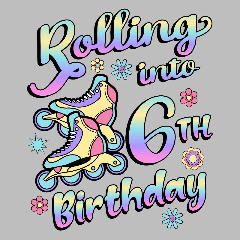 Rolling Into 6th Birthday Roller Skater Inline