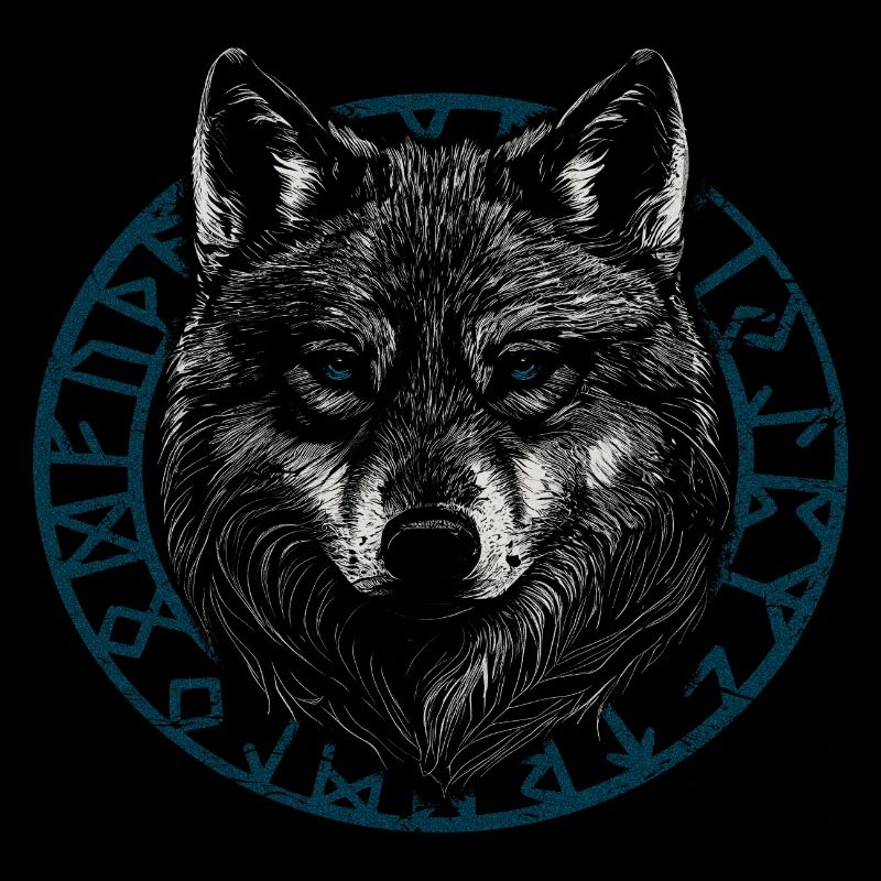 Wikinger Wolf mit Runen