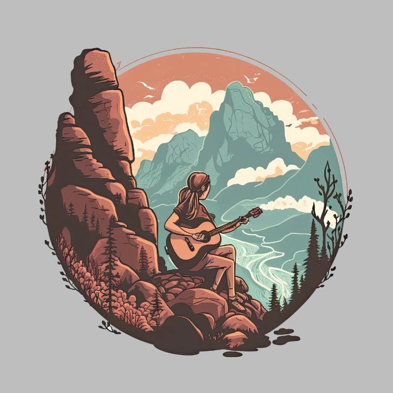 Serene Mountain Guitar Scene