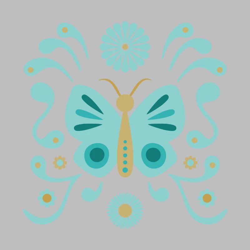 Boho Butterfly L Bleu et Or