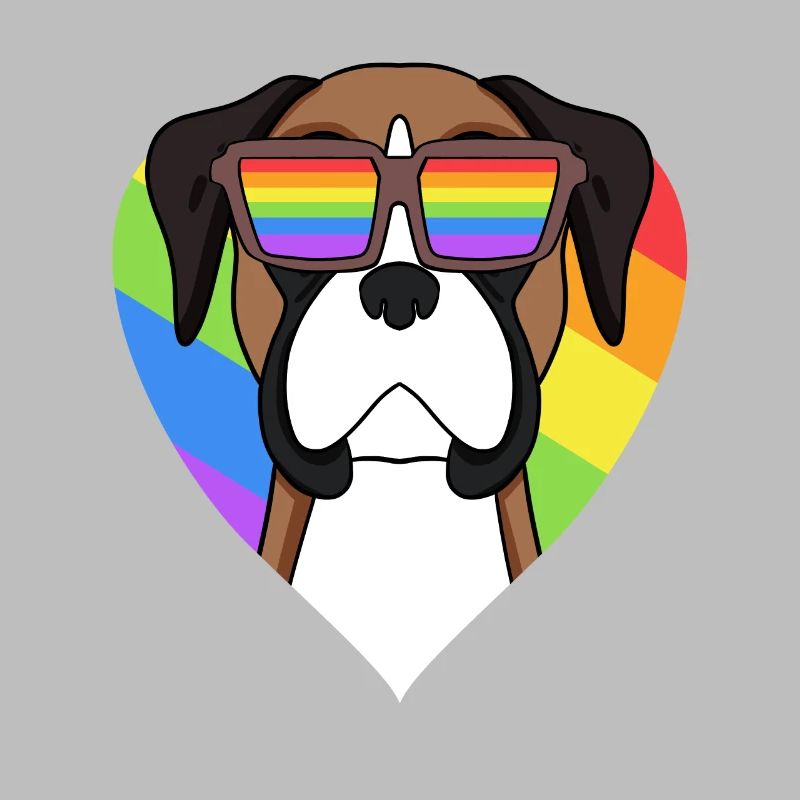 Regenbogen - Hund Deutscher Boxer mit Brille