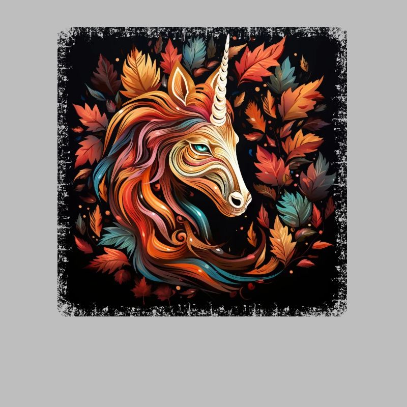 Cheval d’automne : art abstrait dans une couronne de feuilles